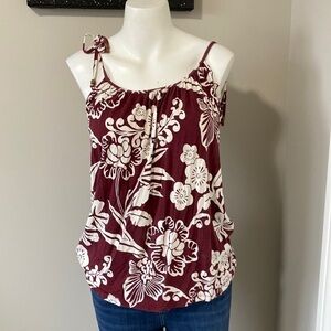 Tommy Bahama Burgundy Floral Tank Top Size XS